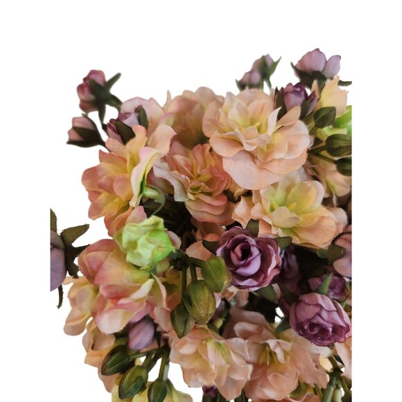 Purple Lavender Rose & Pink Geranium Faux 20-Stem Hand-Tied Bouquet - Picture 10 of 10